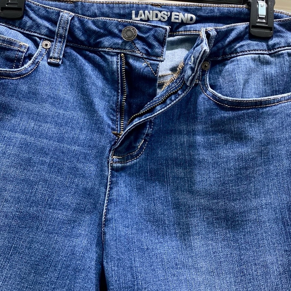 Land’s End Petite Mid Rise Curvy Boot Cut 8P Streetwear Preppy Denim Blue Jeans - Picture 4 of 11